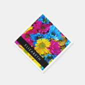 Farbenfrohe Blume, Daisis, Boho, Ihr Name Serviette (Ecke)