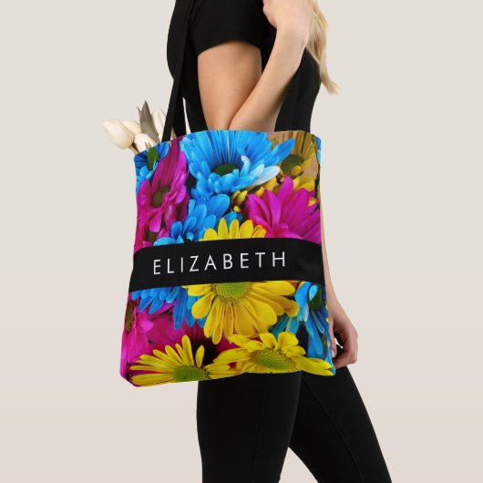 Farbenfrohe Blume, Daisis, Boho, Ihr Name Tasche (Von Nahem)
