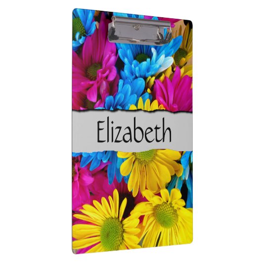 Farbenfrohe Blume, Daisy, Daisis, Ihr Name Klemmbrett (Rechts)