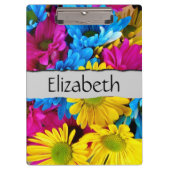 Farbenfrohe Blume, Daisy, Daisis, Ihr Name Klemmbrett (Vorderseite)