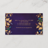 Farbenfrohe Blume des Lebens - goldene Blätter Visitenkarte (Rückseite)
