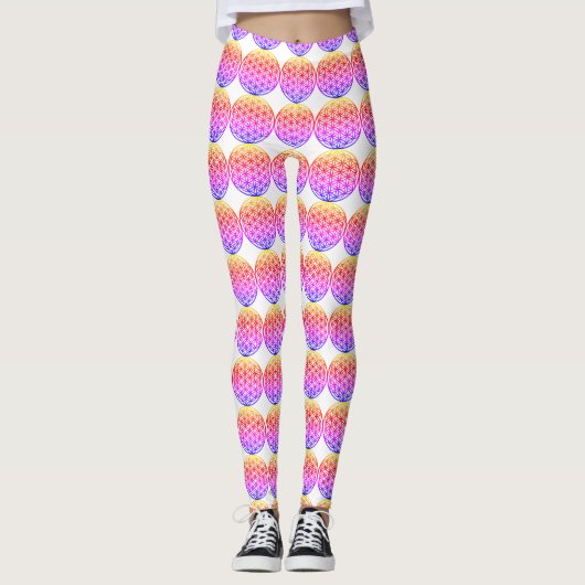 Farbenfrohe Blume des Lebens Leggings (Vorderseite)