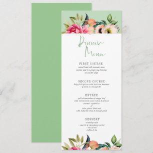 Farbenfrohe Blume Dinner Menü Typografie Einladung