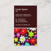 Farbenfrohe Blume - Dunkelbraun Visitenkarte (Rückseite)