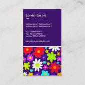 Farbenfrohe Blume - Dunkles Violett Visitenkarte (Rückseite)