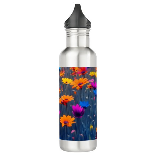 Farbenfrohe Blume Edelstahlflasche (Links)