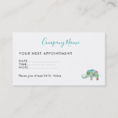 Farbenfrohe Blume Elefantenkarte Terminkarte (Rückseite)