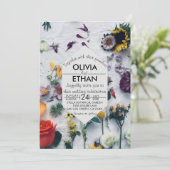 Farbenfrohe Blume elegante Hochzeitsfeier Einladung (Stehend Vorderseite)