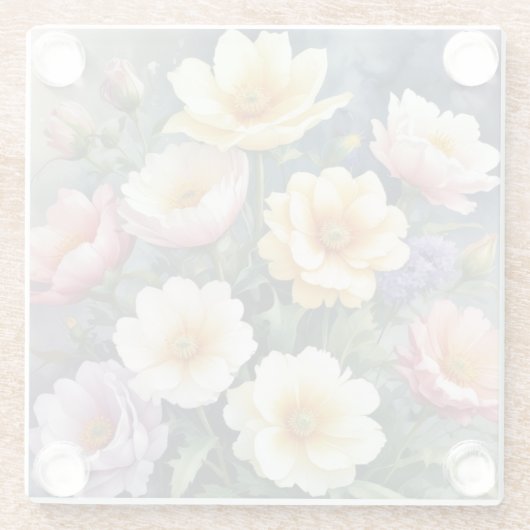 Farbenfrohe Blume Elegante Wasserfarben-Malerei Glasuntersetzer (Rückseite)