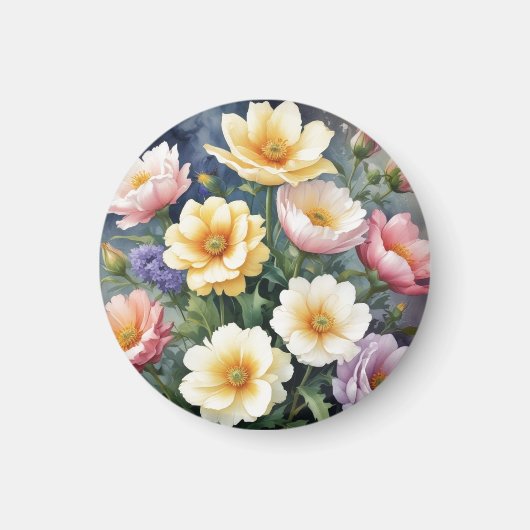 Farbenfrohe Blume Elegante Wasserfarben-Malerei Magnet (Vorne)