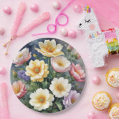 Farbenfrohe Blume Elegante Wasserfarben-Malerei Pappteller (Party)