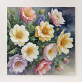 Farbenfrohe Blume Elegante Wasserfarben-Malerei Puzzle (Horizontal)