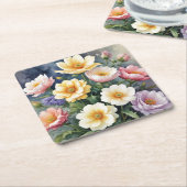 Farbenfrohe Blume Elegante Wasserfarben-Malerei Rechteckiger Pappuntersetzer (angewinkelt)