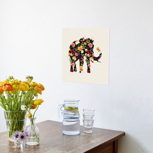 Farbenfrohe Blume Elephant Illustration Foliendrucke (Ablage(Küche))