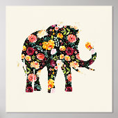 Farbenfrohe Blume Elephant Illustration Foliendrucke (Vorderseite)