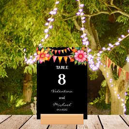 Farbenfrohe Blume Fiesta Mexican Wedding Tischnummer