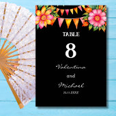 Farbenfrohe Blume Fiesta Mexican Wedding Tischnummer