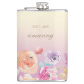 Farbenfrohe Blume Flachmann (Vorderseite)