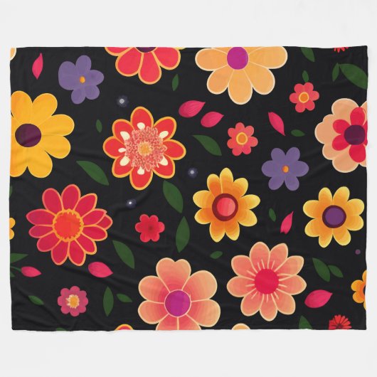 Farbenfrohe Blume Fleecedecke (Vorderseite (Horizontal))