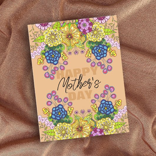 Farbenfrohe Blume Foliage Mother Day Postkarte