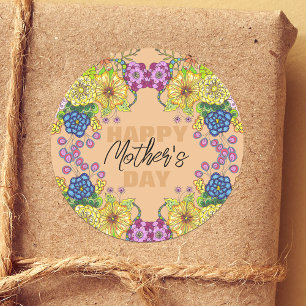 Farbenfrohe Blume Foliage Mother Day Runder Aufkleber