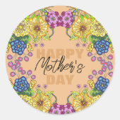 Farbenfrohe Blume Foliage Mother Day Runder Aufkleber (Vorderseite)