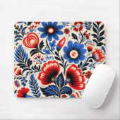 Farbenfrohe Blume Folkloremuster Mousepad (Mit Mouse)