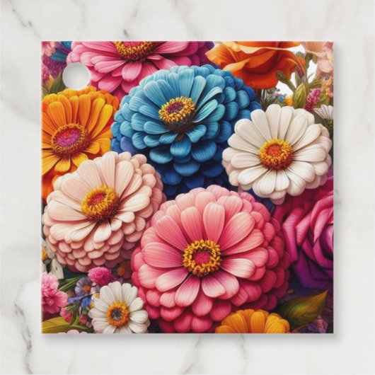 Farbenfrohe Blume/Frühling Zinnia/Rose Geschenkanhänger (Vorderseite)