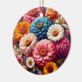 Farbenfrohe Blume/Frühling Zinnia/Rose Keramik Ornament (Links)