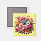 Farbenfrohe Blume/Frühling Zinnia/Rose Magnet (Vorderseite/Rückseite)