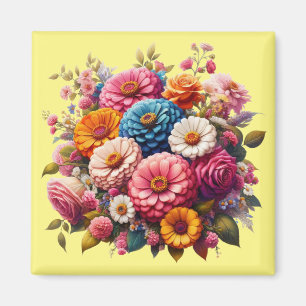 Farbenfrohe Blume/Frühling Zinnia/Rose Magnet