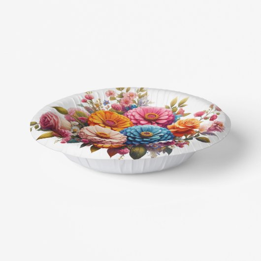 Farbenfrohe Blume/Frühling Zinnia/Rose Pappteller (Gewinkelt)