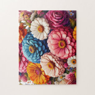 Farbenfrohe Blume/Frühling Zinnia/Rose Puzzle