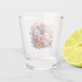 Farbenfrohe Blume/Frühling Zinnia/Rose Schnapsglas (Rückseite)