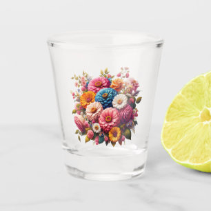 Farbenfrohe Blume/Frühling Zinnia/Rose Schnapsglas
