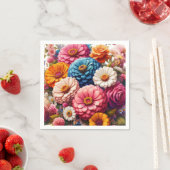Farbenfrohe Blume/Frühling Zinnia/Rose Serviette (Beispiel)