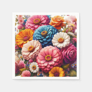 Farbenfrohe Blume/Frühling Zinnia/Rose Serviette