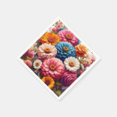 Farbenfrohe Blume/Frühling Zinnia/Rose Serviette (Ecke)