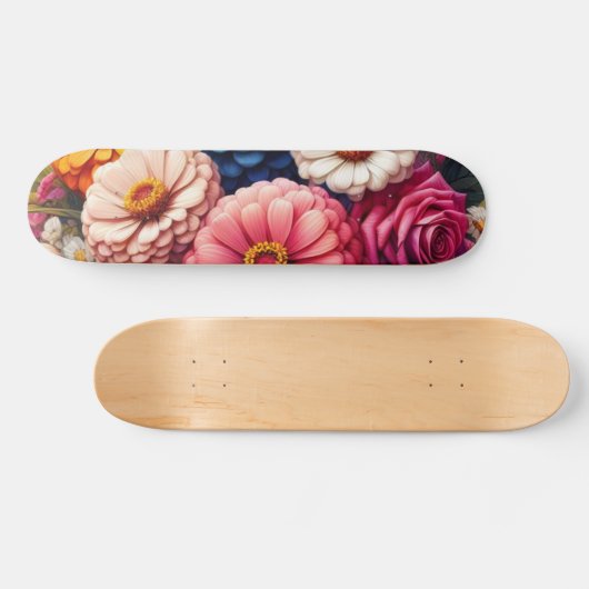 Farbenfrohe Blume/Frühling Zinnia/Rose Skateboard (Horizontal)