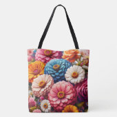 Farbenfrohe Blume/Frühling Zinnia/Rose Tasche (Rückseite)