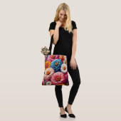 Farbenfrohe Blume/Frühling Zinnia/Rose Tasche (Am Model)