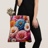 Farbenfrohe Blume/Frühling Zinnia/Rose Tasche (Von Nahem)