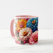Farbenfrohe Blume/Frühling Zinnia/Rose Tasse (Vorderseite Links)
