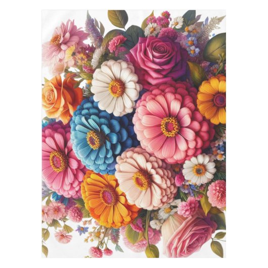 Farbenfrohe Blume/Frühling Zinnia/Rose Tischdecke (Vorderseite)