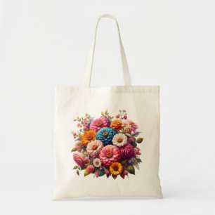 Farbenfrohe Blume/Frühling Zinnia/Rose Tragetasche