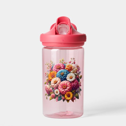 Farbenfrohe Blume/Frühling Zinnia/Rose Trinkflasche (Vorne)