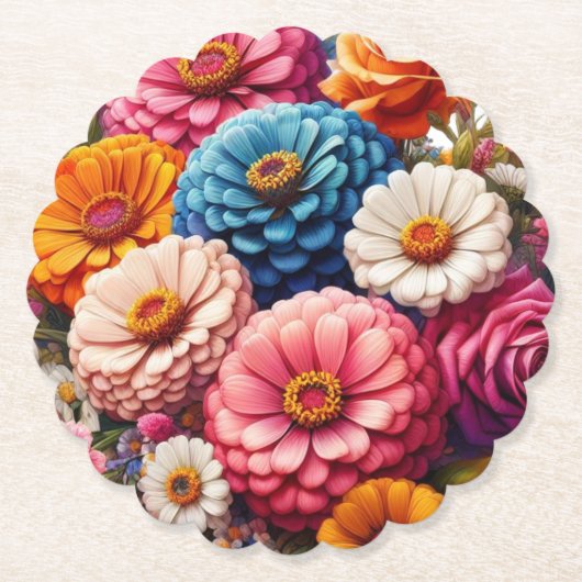 Farbenfrohe Blume/Frühling Zinnia/Rose Untersetzer (Vorderseite)