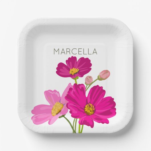 Farbenfrohe Blume für den hellen Gartenkosmos Pappteller (Vorderseite)