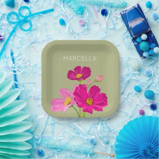 Farbenfrohe Blume für den hellen Gartenkosmos Pappteller (Party)