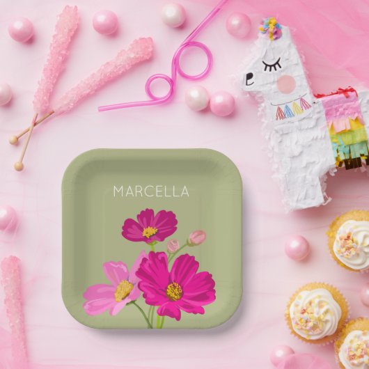 Farbenfrohe Blume für den hellen Gartenkosmos Pappteller (Party)